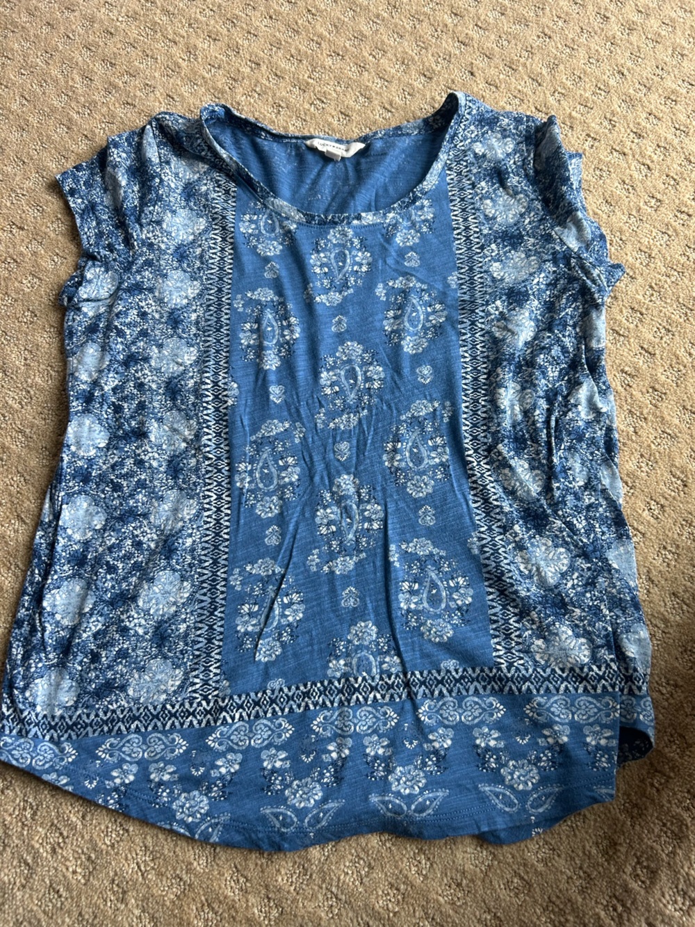 Lucky Brand Blue Paisley Boho Maxi Skirt